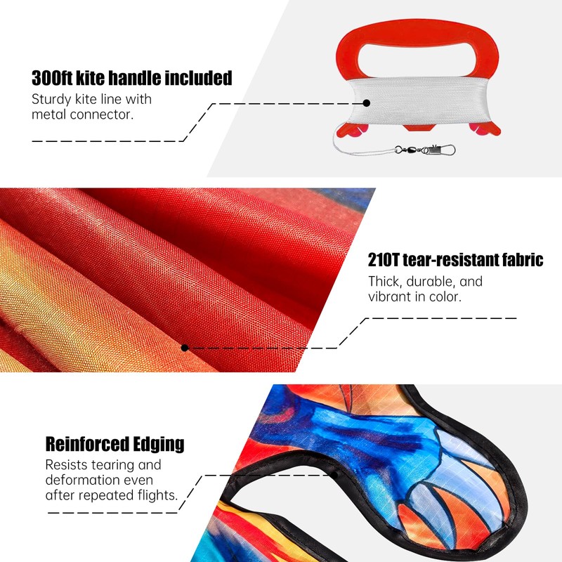 Fire Dragon Beach Kite for Adults, Easy to Fly Kite