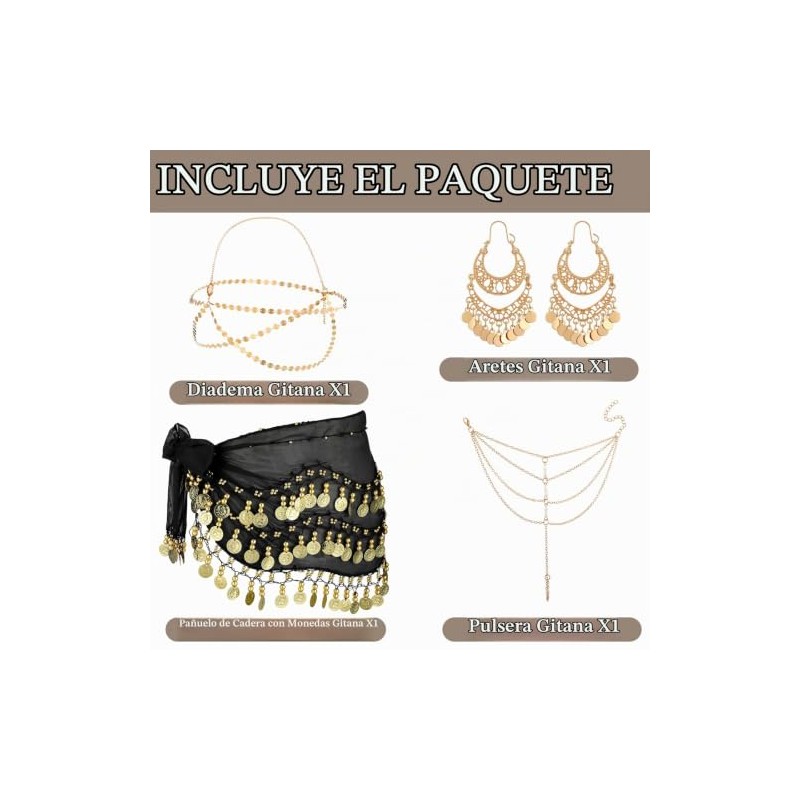 Sureio - 4 accesorios de disfraz gitana, accesorios de danza