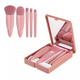 Okady Juego De Brochas De Maquillaje Mini De 5 Piezas Con Espejo