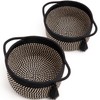 Empty Gift Basket - SweetMemo Mini Woven Rope Organizer Baskets for Baby Shower, Vanity, Makeup Brushes, Bathroom, Shelves, Desk - Small Decorative Storage Bins - Set of 2, Pre-Shaped, Black Brown