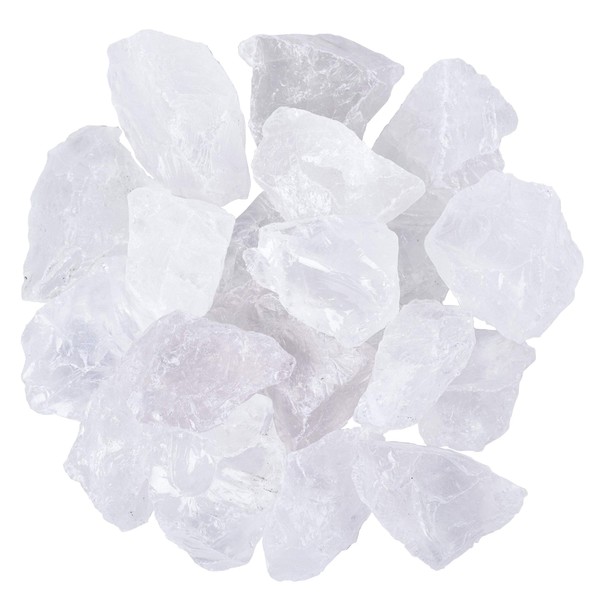 UU UNIHOM 1 lb Bulk Rough Clear Quartz Stone Crystal for Tumbling,Cabbing,Polishing,Decoration,Wrapping,Healing Crystals - Large 1" Natural Clear Quartz Crystal Chunks Raw Stones 1 Pound