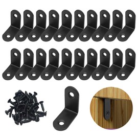 SooGree 20 PCS L Bracket Corner Brace Sets,Black Stainless Steel Corner Bracket with 40 pcs Screw,90 Degree Right Angle Brackets Metal Heavy Duty Brackets Hanger for Wood Chair Table Shelves