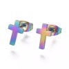 Unbranded Stainless Steel Set Pendant Necklace Stud Earrings Back Cross