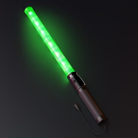 RoadHero 1 Pack 21 Inch Traffic Wands, Green Led Traffic Control Baton, Night Safety Light Wand with 2 Flashing Modes, Air Marshaling Signal Wand with Side Clip for Airport, Parking, Car Directing