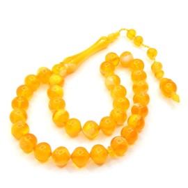 Prayer Beads Tesbih Tasbih Tespih Misbaha Subha 33, 30 cm, Muslim Islamic Rosary Prayer Worship Accessory Ottoman Swehribar Effect Gold Beads Ball 10 mm, Acrylic, Pearl