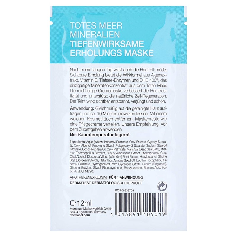 DermaSel Totes Meer Mineralien Erholungsmaske, 12 ml