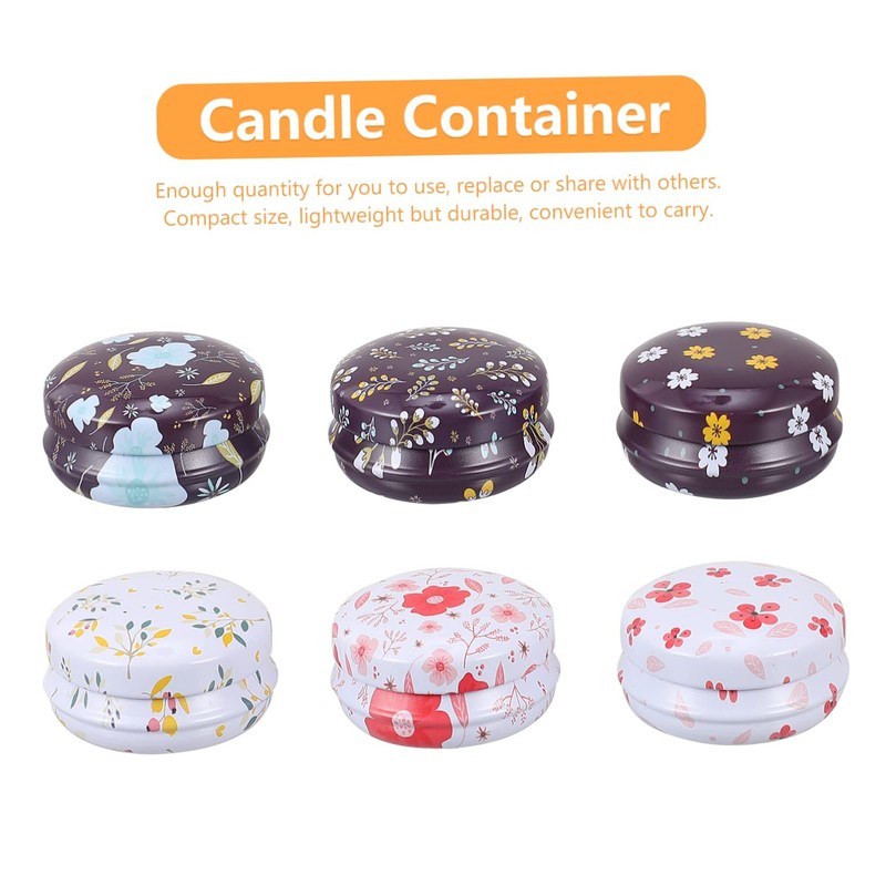 Outanaya 6Pcs Retro Tinplate Jars with Lid Storage Box for