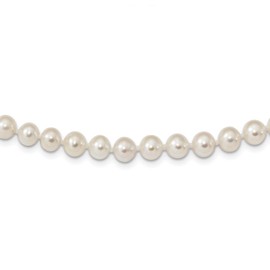 Solid 925 Sterling Silver 6-6.5mm White Freshwater Cultured Pearl Necklace 24"