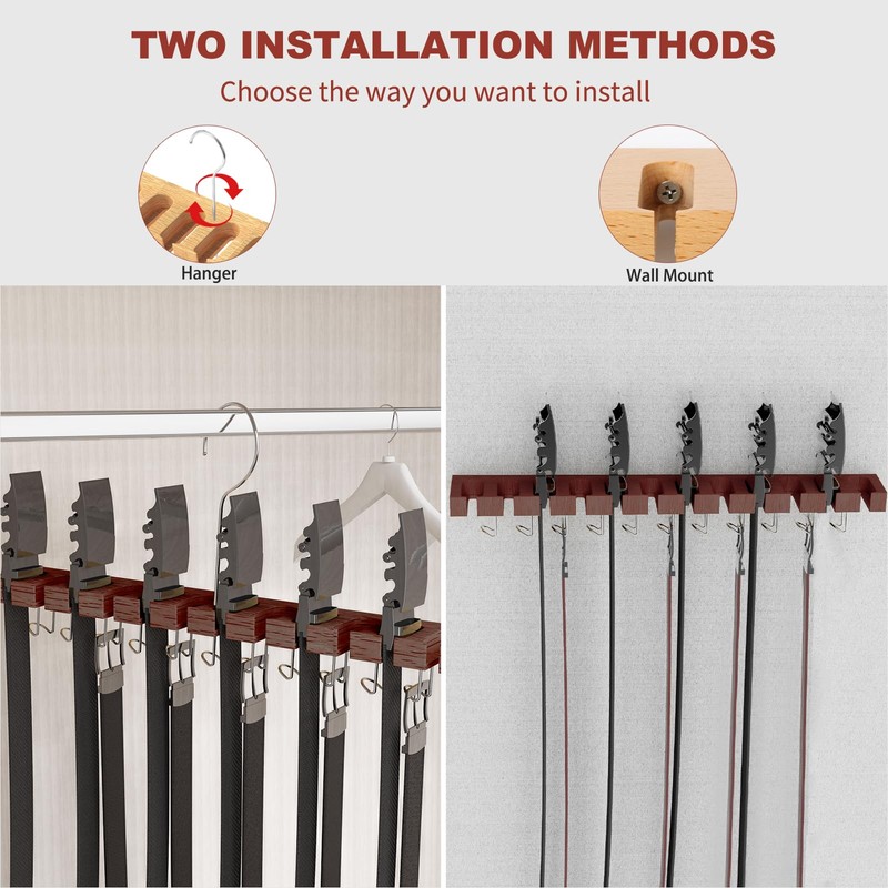 Cuipingoo Belt Hanger for Closet Max 42 Belts, 12+11 Storage