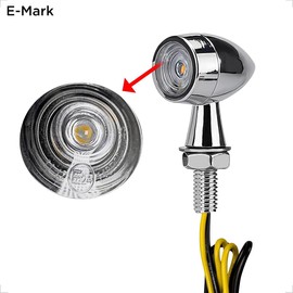 evermotor Universal 12 V E24 Mini Motorcycle LED Indicator Bullet Zinc Alloy Investment Casting IP67 Waterproof E Tested (Pack of 4, Silver)