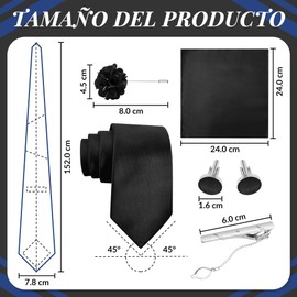 SlowTon Corbatas de Satén para Hombre, Conjunto de Corbata y Pajarita Slim para Caballero, Accesorio de Alta Calidad para Trajes, 8CM Corbatas con Gemelos y Caja, Regalo para Marido Padre Amigo