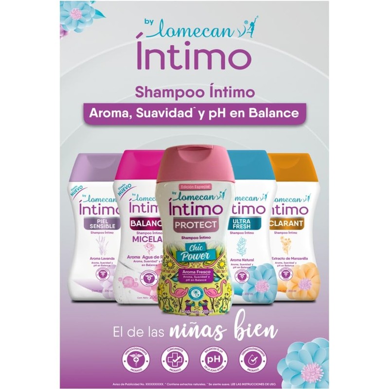 LOMECAN V - Shampoo Íntimo Aclarante. Con activos aclarantes, extracto