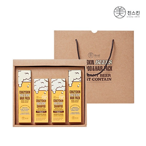 Crazy Skin 2 beer yeast shampoos + 2 hair packs gift set / 6 samples