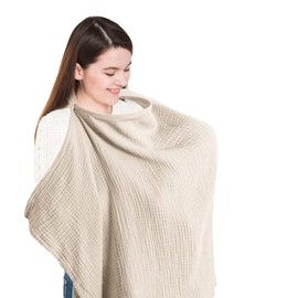 Nursing Cover for On the Go Nursing Scarf 75 x 95 cm, Nursing Scarf Nursing Cover for Breastfeeding Nursing Scarf for On the Go Casual (Khaki)