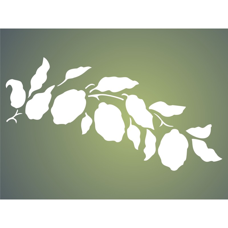Lemon Branch Stencil 32x16.5cm Reusable Fruit Vegetable Kitchen Wall Stencil