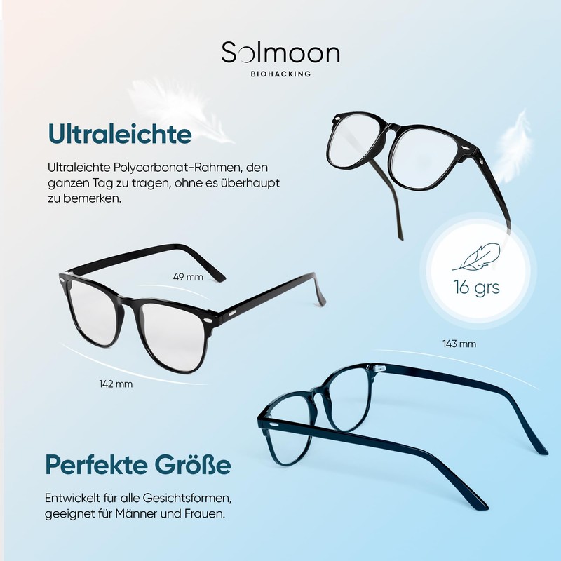 Solmoon Biohacking Brille - Blaulichtfilter Brille - Blaulichtfilter Brille Herren