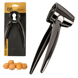 KARL HAUSMANN Stainless Steel Nutcracker, Nut Cracker with Ergonomic Handle, Hazelnut Cracker, Nut Cracker for All Types of Nuts, Black