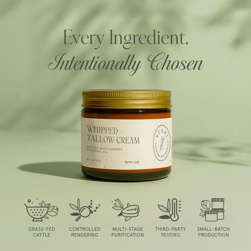 KUSHI Grass-Fed Whipped Tallow Cream Moisturizer for Face & Body