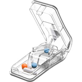 CLARITYKG Cortador de Pastillas Pequeñas, MúLtiples de Cortador Medicamentos Diseño en V, Píldoras con Protector de Cuchilla para Dividir Medicamentos o Vitaminas, Triturar Medicamentos, 1 Piezas (Blanco)