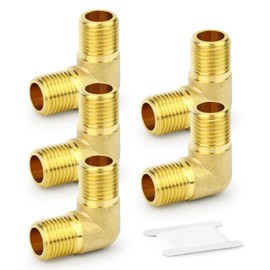GASHER 5pcs 90 Degree Barstock Street Elbow, 1/4" BSP Male Pipe to 1/4" BSP Male Brass Pipe Fitting