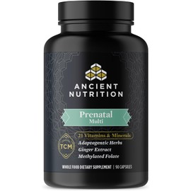 Ancient Nutrition Prenatal Vitamins, Multivitamin for Women with Vitamin C, B12, Magnesium and Folate, Supports Pregnancy and Fertility Health, 90 Ct
