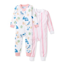 Burt's Bees Baby Baby Girls Pajamas, One-Piece Footless Sleeper PJs, Non-Slip Snug Fit - Infants 12, 18, and 24 Months