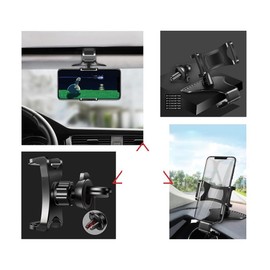 DFV mobile - 3-in-1 Car GPS Smartphone Holder: Dashboard/Visor Clamp + AC Grid Clip for BLU G91 (2021) - Black