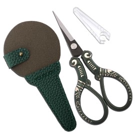 YOUGUOM Vintage Craft Scissors with Case, Sharp Sewing Scissor for Craft Needlework Cross Stitch Yarn, Little Thread Snips Detail Shears