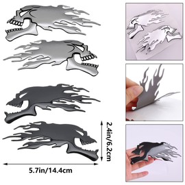 Niuhong 4 Pieces 3D Fuel Tank Flame Skull Sticker Motorcycle Tank Pad Sticker Decorations Demon Skull Universal Tank Sticker Waterproof Motorcycle Tank Pad Paint Protection Film Scratch Protection (A)