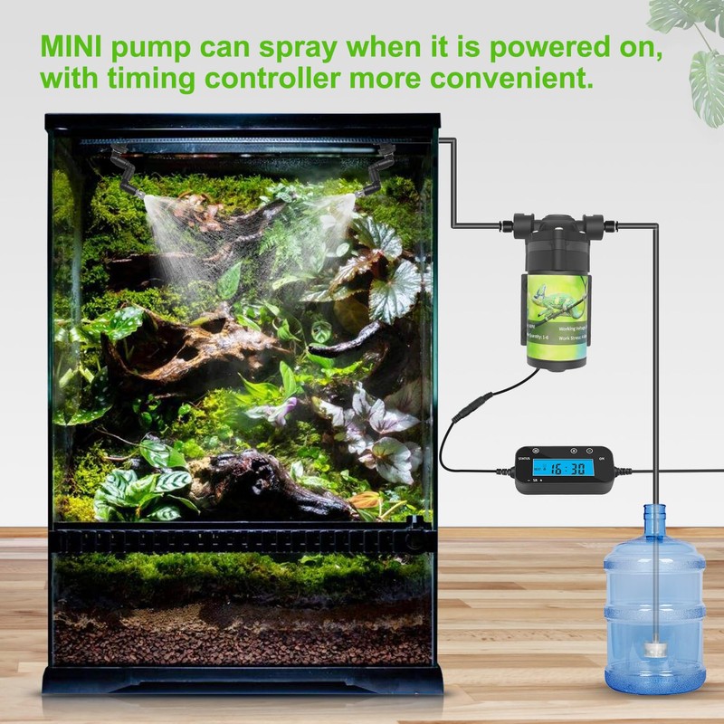 RUNWUSHENG Reptile Mister System with TIMER, Reptile humidifier with 6