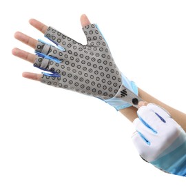 BRILISLE UPF 50+ Sun Gloves Uv Protection Silicone Anti-Slip, Fingerless Men Women Gloves for Fishing Glfing Kayaking Paddling Hiking Sailing Rowing Driving Canoeing