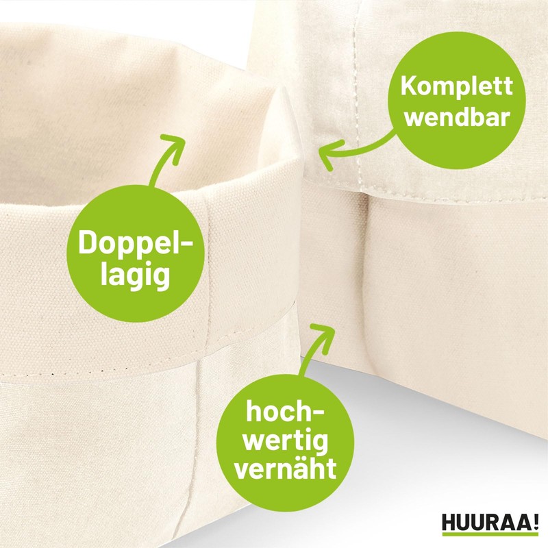 Huuraa Organizer Pommesgabel Hand Geschenk 3 Liter Medium Canvas Baumwolle