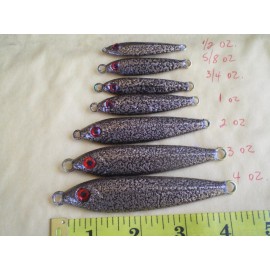 HOME MADE 21 PCS ANCHOVY FISH JIG/SPOON STYLE LURE BAIT, 3/4, 1, 2 OZ 7 EA. METALIC BRONZE