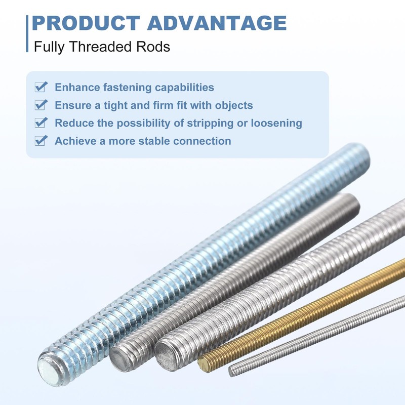sourcing map 2Pcs M2-0.4x250mm Fully Threaded Rods, Threaded Rods Bar