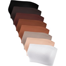 Bencailor 8 Pieces Bandeau Top for Women, Strapless Tube Tops Non Padded Bandeau Bra Seamless Bralettes Stretchy Sports Bra, Vivid Colors, M