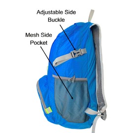 Wild Pack Blue Collapsible & Foldable Unisex Outdoor Travel/Hiking/Sport Backpack; Ultra Lightweight, Packable, Casual, Large Capacity, Durable & Water-Resistant Daypack with Reflective Stripe