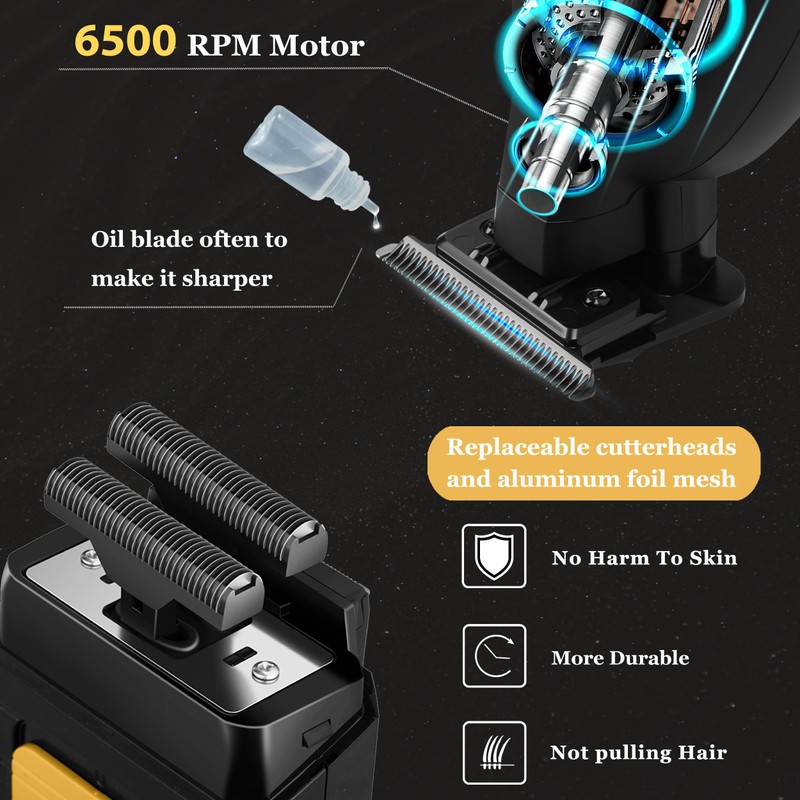 KEMEI Professional Hair Trimmer for Men Cordless, Foil Shaver with