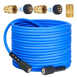TOOLCY Super Flexible Pressure Washer Hose 50ft, 3400 PSI Kink Resistant Power Washer Hose 1/4 in., Replacement Power Wash Hose with M22 and 3/8" Quick Connection Kit for Gas & Electric