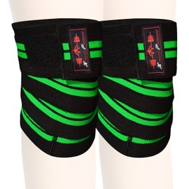 Xtreme.Passion Knee Wraps Pair Weightlifting Bandage Elasticated Straps Gym Workout Fitness Squats Powerlifting Compression Support Men Women WOD Training Squatting Leg Press Bodybuilding (Green)