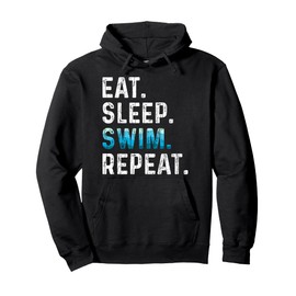Eat Sleep Swim Repeat Funny Swimmer Swimming Player Graphic Pullover Hoodie