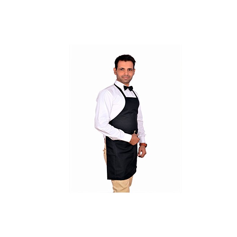 Switchon Polyester Waterproof Black Free Size Chef's Apron with Bow