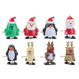 TOYANDONA Christmas Wind up Stocking Stuffers- 8Pcs Cartoon Clockwork Walking Toy Santas Snowmen Penguin Assortments for Kids Party Favors Bag Fillers