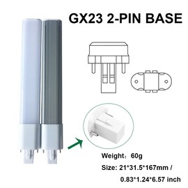 ALQFFHL G23 LED Bulb, 6W 2-Pin PL Horizontal Recessed Down Light, 13W CFL Replacement Equivalent, 120V 6000K 600Lm Stick Lamp, Remove/Bypass The Ballast, Pack of 2 (Cool White)