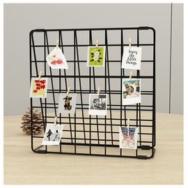 BEKMLOD Photo Display Rack, Note Display Rack, Double-sided Photo Metal Rack, Suitable for Use As a Home Desk Photo Organizer, With 20 Wooden Clips, Black