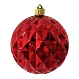 Christmas By Krebs 6" (150mm) Diamond Shiny Sonic Red [2 Pieces] Extra Large Solid Oversized Huge Big Outdoor Plastic, UV Ball Ornament Hanging Tree Decorations