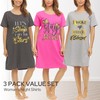 Essential Elements 3 Pack: Womens 100% Cotton Sleep Shirt -