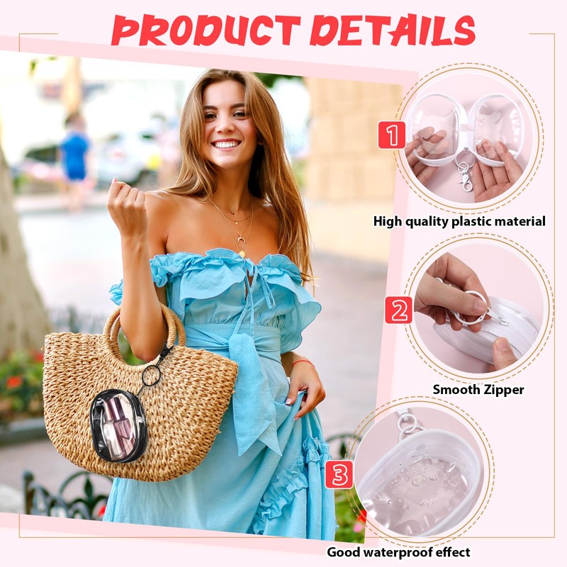 4 PCS Clear Keychain Pouch Mini Clear Makeup Bag Keychain