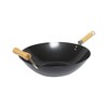 Thunder Group Non-Stick Carbon Steel Wok with Wood Handle, 14-Inch