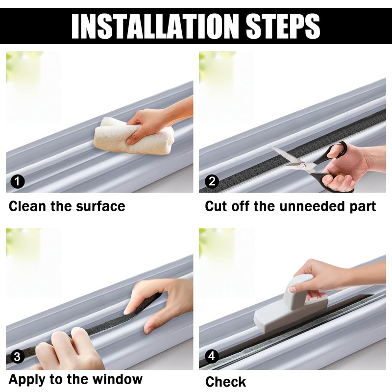 33Ft Brush Weather Stripping Strong Adhesive Door Seal Strip Soundproofing