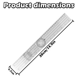 Vesaneae 360° Angle Spinal Ruler Protractor, Multi - Userful Rulers Goniometer, Angle Measuring Tool for Engineers Artists Students Home Office Work